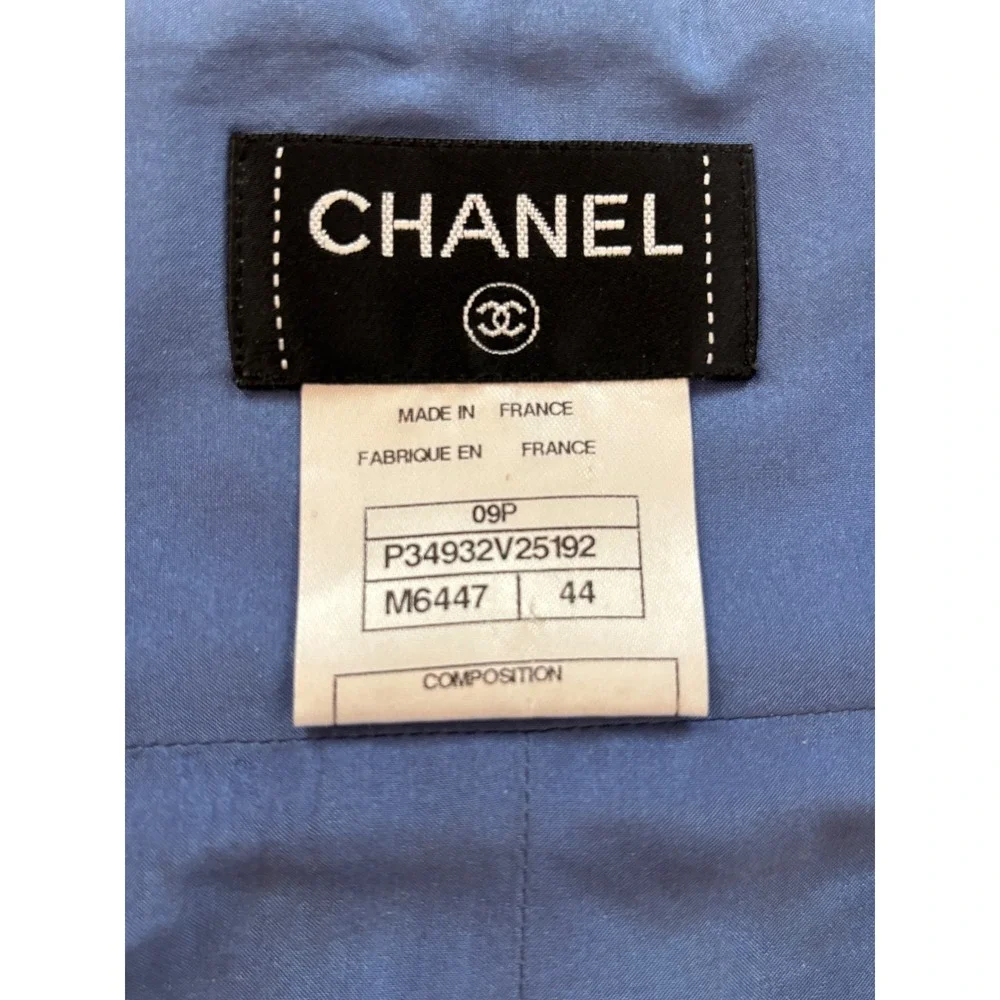 Chanel 09P Blue Multi Tweed Pencil Skirt Silk Lined FR 44 or US 12 - Picture 7 of 11